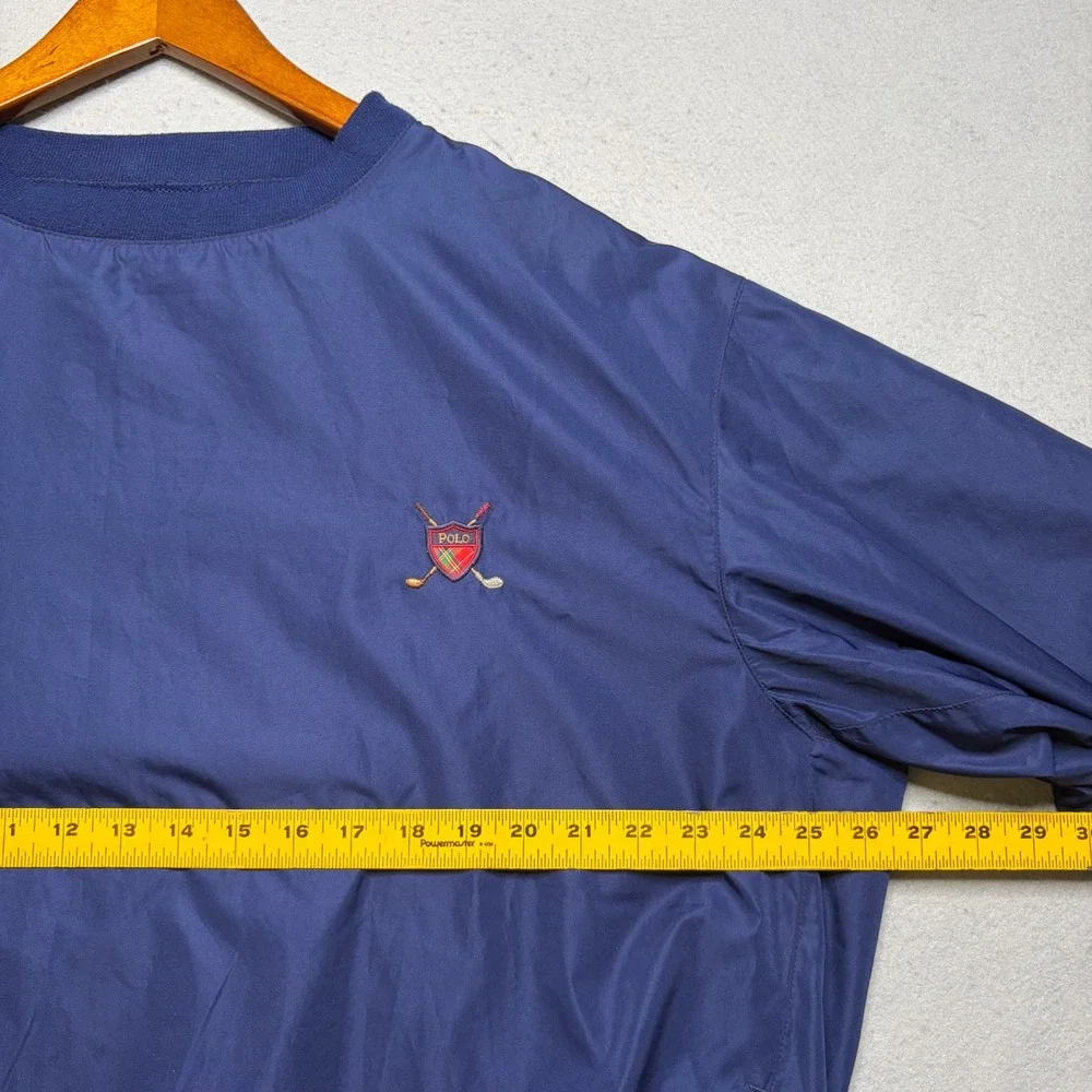 Polo Golf Windshirt Mens M Navy Blue Pullover Mesh Lined Crest Logo Y2K